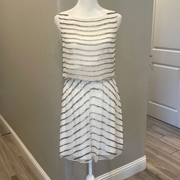 Alice+ Olivia Gisel Beaded Cowl Back MIDI Sequin Dress Size Small - Picture 1 of 6